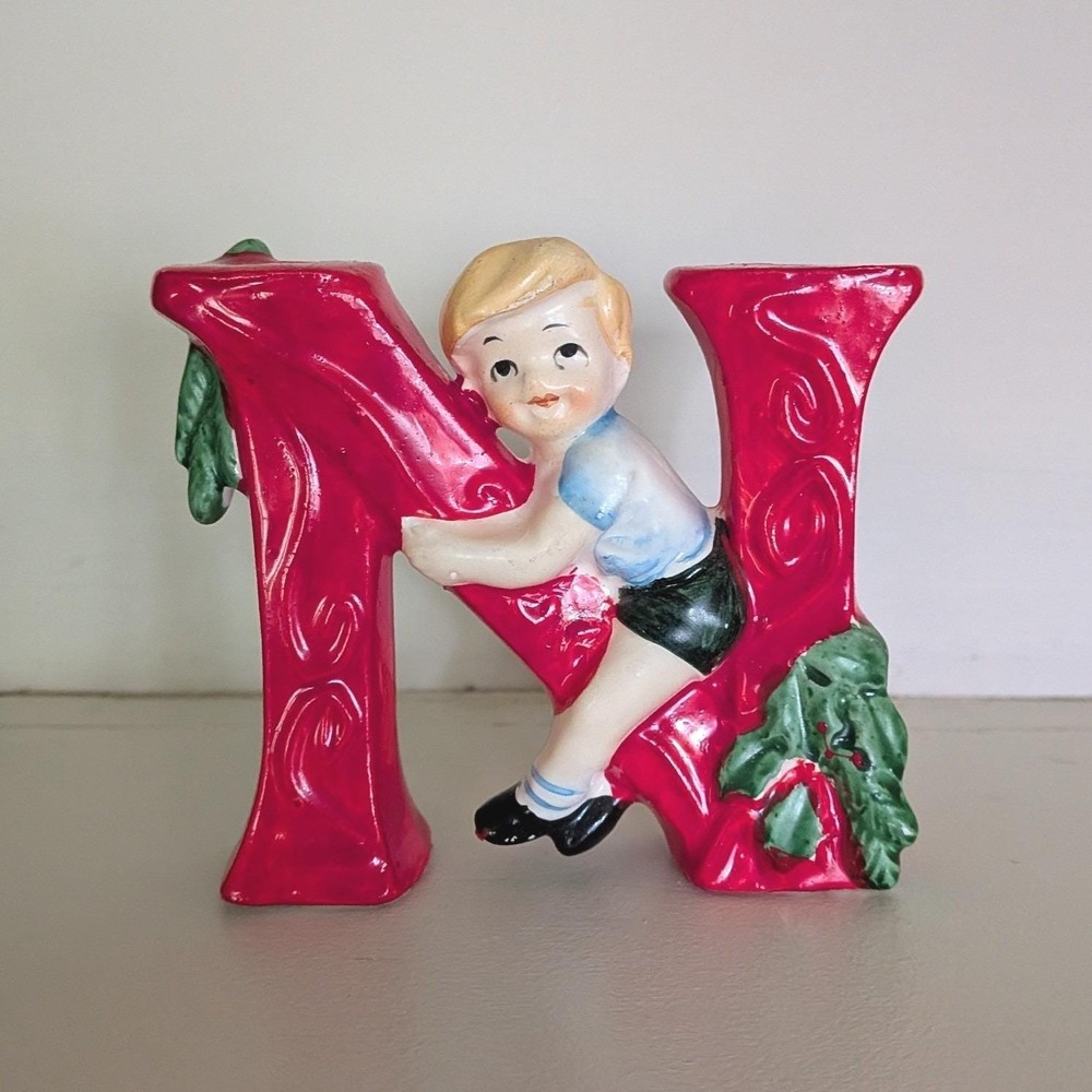 Vintage Tilso Japan Ceramic NOEL Christmas Kids Candle Holder Set 53/102 Kitsch - Picture 5 of 13